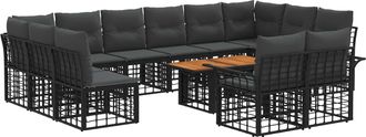 vidaXL Conjunto De Sof&aacute;s De Jard&iacute;n 13 Uds. Negro Y Gris Oscuro Vidaxl