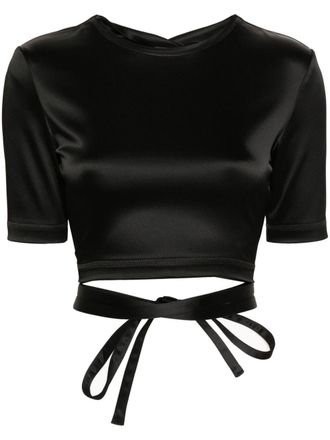 Patou open-back satin T-shirt - Black