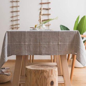 No Brand Mantel De Algod&oacute;n Y Lino Resistente Para Mesas Rectangulares, Mantel Liso Con Bordado A Cuadros Para La Decoraci&oacute;n De La Mesa De La Cocina O El Comedo