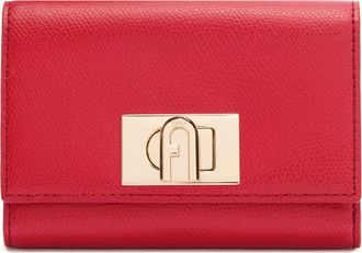Furla 1927 Compact Wallet M Ruby Red Textured Leather Woman