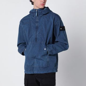 Stone Island Indigo blue nylon half-zip jacket
