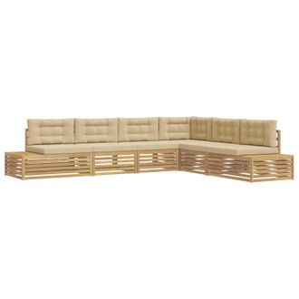 vidaXL 6 Pieza Conjunto De Sof&aacute;s De Exterior Poli&eacute;ster Blanco Vidaxl