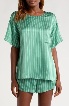 Lunya Washable Silk Short Pajamas in Serenity Stripe at Nordstrom, Size X-Small