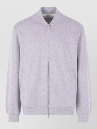 Brunello Cucinelli cotton zip jacket ribbed collar hem cuffs