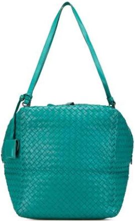 Bottega Veneta Pre-owned Shoulder Bags, female, Blue, Size: ONE SIZE Pre-owned Woven Nappa Shoulder Bag