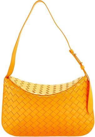 Bottega Veneta Orange Intrecciato Leather Cradle Fold Over Shoulder Bag (Authentic Pre-Loved)