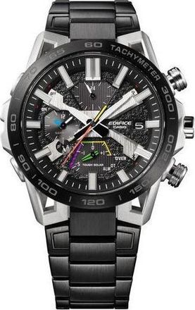 Casio Mens CASIO EDIFICE Fashion Waterproof Quartz Movement Stainless Steel Strap Watch 55.6*47.8*10.8mm Black Mens EQB-2000YDC-1AJF