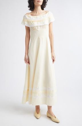 Poss&eacute; Tabitha Off the Shoulder Dress in Buttermilk at Nordstrom, Size Xx-Large