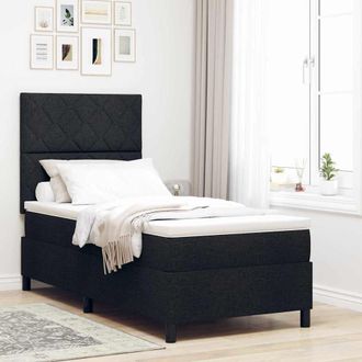 vidaXL Vidaxl - Letto A Molle Con Materasso Nero 90 X 200 Cm Tessuto