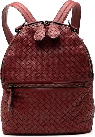 Bottega Veneta Pre-owned Womens Nappa Intrecciato Backpack - Dark Red Leather - One Size
