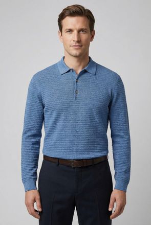 Olymp Polokragenpullover OLYMP, Herren, Gr. XXL, rauchblau, Strick, Obermaterial: 100% Baumwolle, regular fit normal, Rippb&uuml;ndchen, Pullover Polokragenpullo