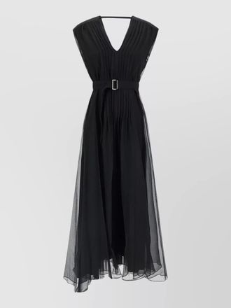 Brunello Cucinelli silk dress belted waist maxi length