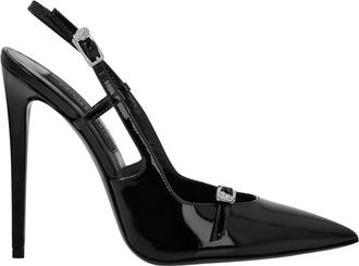 Philipp Plein Schoenen, Dames, Zwart, 40 EU, Leer, Skull Slingback