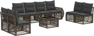 vidaXL Conjunto De Sof&aacute;s De Jard&iacute;n 9 Uds. Gris Y Gris Oscuro Vidaxl