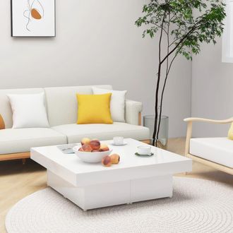 vidaXL Tavolino Da Salotto Bianco Lucido 90x90x28 Cm Legno Multistrato - Vidaxl