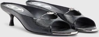 Diesel D-Diams - Leather mule with floating Oval D - Moccasins and Mules - Woman - Black