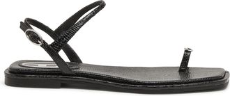 Diesel D-AMBER - Sandal in leather with metallic logo - Sandals - Woman - Black