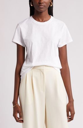 Nordstrom Pima Cotton Slub Crewneck T-Shirt in White at Nordstrom, Size Xx-Small