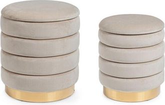 BIZZOTTO Bizzotto - Set 2 Pouf Contenitore in velluto - tini - Colore: Beige