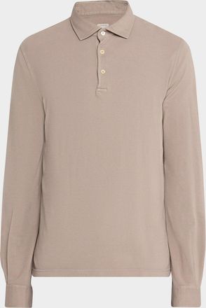 Fedeli Mens Giza Cotton Long-Sleeve Pique Polo Shirt