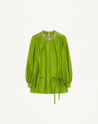Valentino Top In Jacquard Seta Lino Plusdepois Ricamato Donna AVOCADO 36