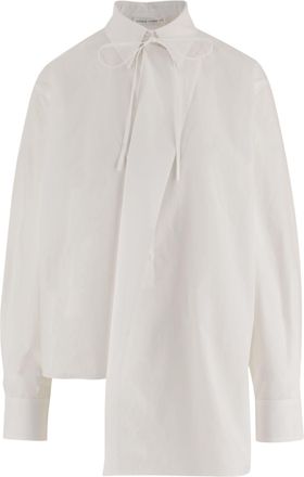 Niccol&ograve; Pasqualetti Cotton Shirt With Bow-Tie Collar And Asymmetrical Hem