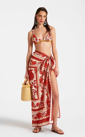 La DoubleJ Pareo in Dragonflower Plac&eacute;e Red at Nordstrom