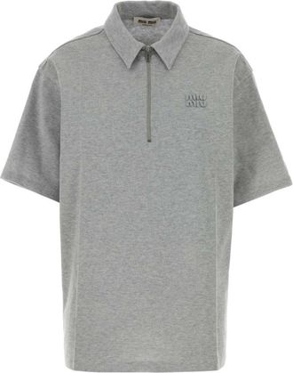 Miu Miu Grey Shirt Collar Oversize Polo Shirt