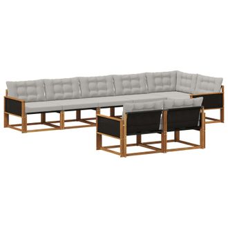 vidaXL Conjunto De Sof&aacute;s De Exterior 8 Pcs Natural Y Gris Claro Vidaxl