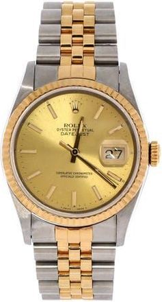 Rolex Oyster Perpetual Datejust Automatic Watch Stainless Steel and Yellow Gold 36 in Metallic Silver at Nordstrom
