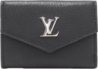 Louis Vuitton Black Leather Wallet (Tri-Fold) (Pre-Owned)