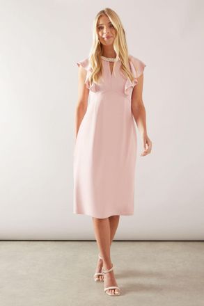 Wallis Womens Petite Bead Detail Tailored Pencil Dress - Pink - Size 10 UK