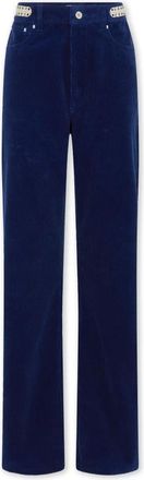 Paco Rabanne Broeken, Dames, Blauw, W29, Fluwelen Baggy Broek met 1969 Schijven