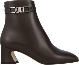 Ferragamo Ornament Vara Chain Boots, Size 10.5 C