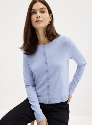 Contemporaine Womens Fine-knit crew-neck Cardigan Sweater