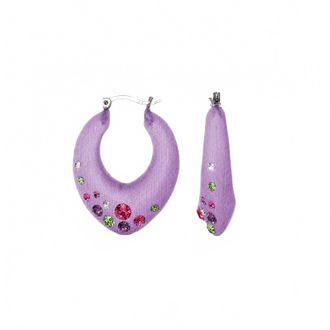 Gold & Honey Womens Small Marquise Confetti Hoop Earrings In Purple