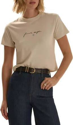 Favorite Daughter The Cropped Signature T-Shirt in Pumice/espresso at Nordstrom, Size X-Small