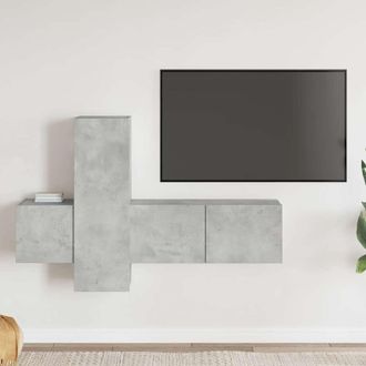vidaXL Vidaxl - Set De Muebles De Sal&oacute;n 3 Pzas Madera Ingenier&iacute;a Gris Hormig&oacute;n