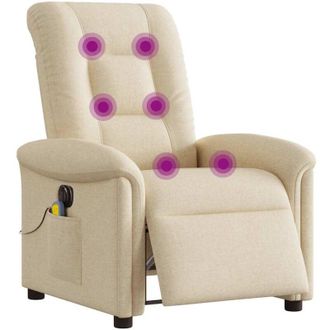 vidaXL Sill&oacute;n Reclinable De Masaje El&eacute;ctrico Tela Color Crema Vidaxl