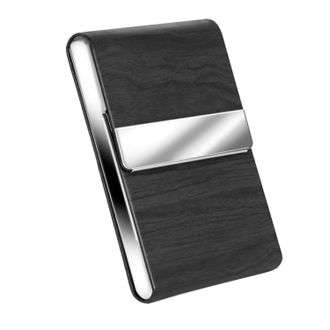 Generic Texture Card Holder, PU Leather and Stainless Steel Credit Business Card Holder for Men and Women (Black -9 x 1 x 6 Cm)