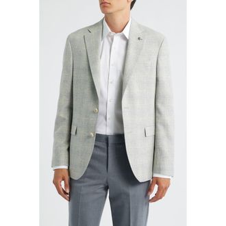 Jack Victor Midland Contemporary Fit Light Grey Deco Plaid Wool & Cashmere Sport Coat at Nordstrom Rack, Size 48 Regular