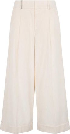PESERICO Losse cr&egrave;mekleurige broek met een veelzijdig en minimalistisch design. - Dames - Wijde Broeken - Beige - 3XL - Katoen - Broeken