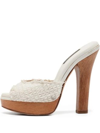 Dolce & Gabbana 140mm interwoven sandals - women - Raffia/Calf Leather/Calf Leather - 36 - White