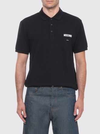 Moschino Polo in cotone a maniche corte con logo a contrasto