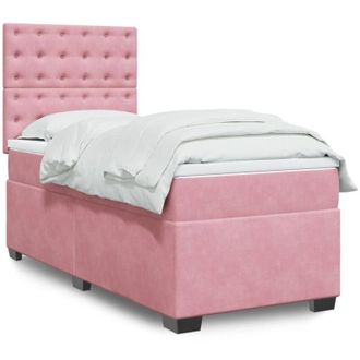 vidaXL Cama Box Spring Con Colch&oacute;n Terciopelo Rosa 80x200 Cm Vidaxl