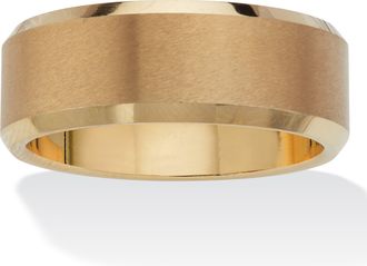 Palm Beach Jewelry Mens Gold Ion-Plated Tungsten Brushed Finish Bevel Edge Wedding Band