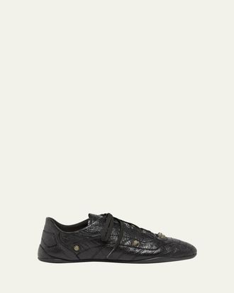 Balenciaga Mens Zen Slim Studded Leather Low-Top Sneakers