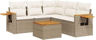 vidaXL Juego De Sof&aacute;s Jard&iacute;n Con Cojines 6 Pzas Rat&aacute;n Sint&eacute;tico Beige Vidaxl