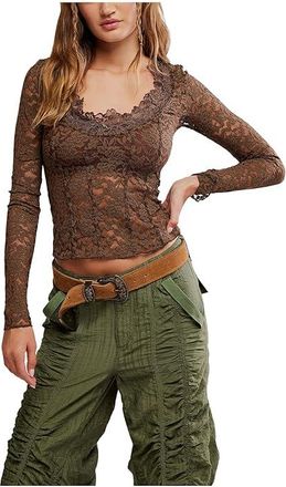 Free People All Night Long Sleeve Womens Clothing Teak : MD (Womens 8-10), Elastane/Nylon