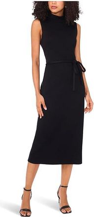 Vince Camuto Sleeveless Mockneck with Thin Belt Dress Womens Dress Rich Black : XL, Nylon/Polyester/Rayon